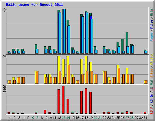 Daily usage for August 2011