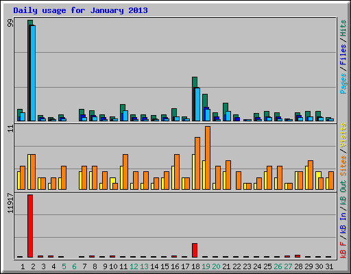 Daily usage for January 2013