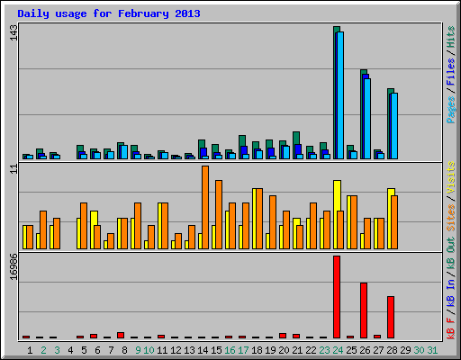 Daily usage for February 2013