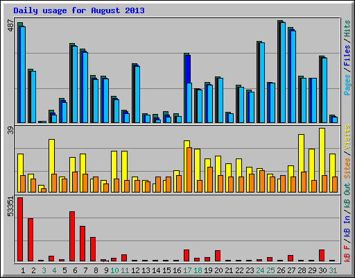 Daily usage for August 2013