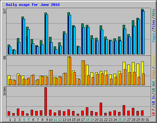 Daily usage for June 2016