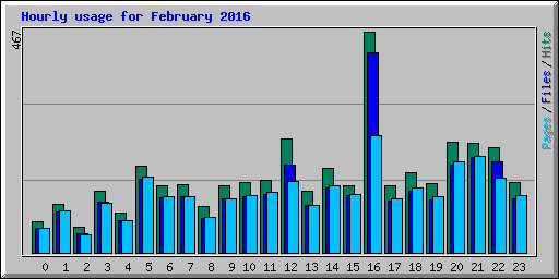 Hourly usage for February 2016