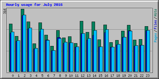 Hourly usage for July 2016